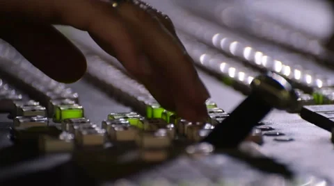 Hand of a television technician using a TV production video switcher. Stock Footage 48041361