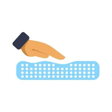 Hand testing orthopedic memory foam mattress comfort 스톡 일러스트