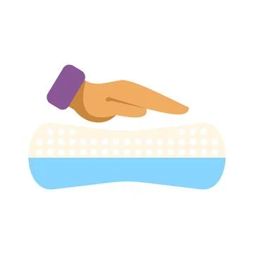 Hand testing orthopedic memory foam pillow comfort Stock Illustration