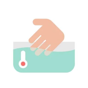 Hand testing water temperature in basin, cleaning and laundry service related Stock Illustration