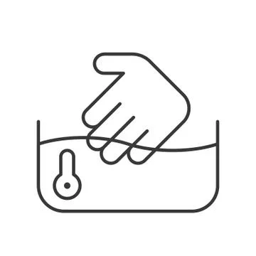 Hand testing water temperature, cleaning service related, outline icon Illustrazione stock