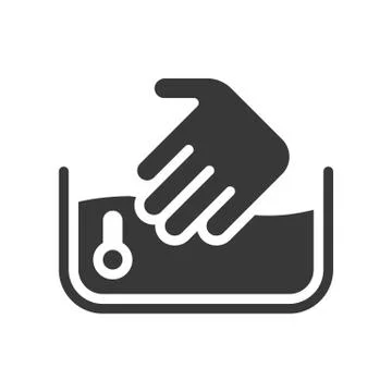 Hand testing water temperature, cleaning and laundry service related icon set イラスト素材