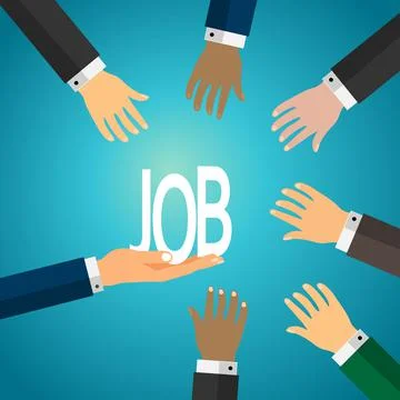 Hand with text “job” Stock Illustration