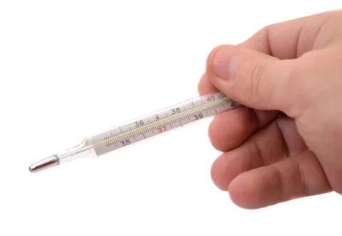 Hand with thermometer  Stock Photos