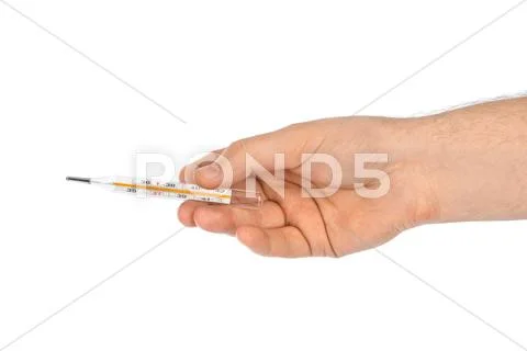 Hand with thermometer Stock Photos