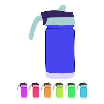 Hand thermos cup vector cartoon graphic Stock Illustration