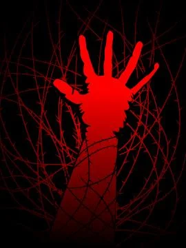 Hand in the thorns Stock Illustration