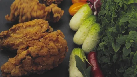 Hand in thought chooses between junk food and healthy food decides to take both Stock Footage 125653709