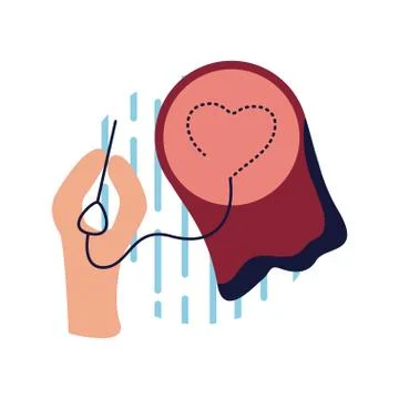 Hand with thread and needle doing heart flat style icon vector design イラスト素材