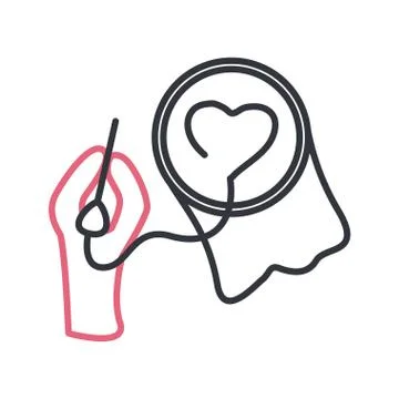 Hand with thread and needle doing heart line style icon vector design Stock Illustration