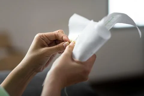 Hand thread stitching - Hobby activity. Stock Photos