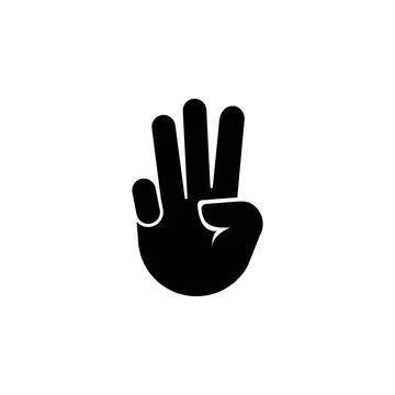 Hand with Three Fingers Up, Gesture Flat Vector Icon Hand with Three Finge... Stock Photos