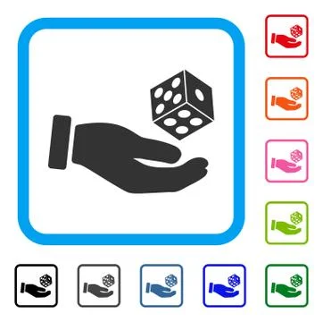 Hand Throw Dice Framed Icon Illustrazione stock