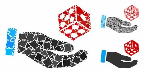 Hand throw dice Mosaic Icon of Ragged Elements Illustrazione stock