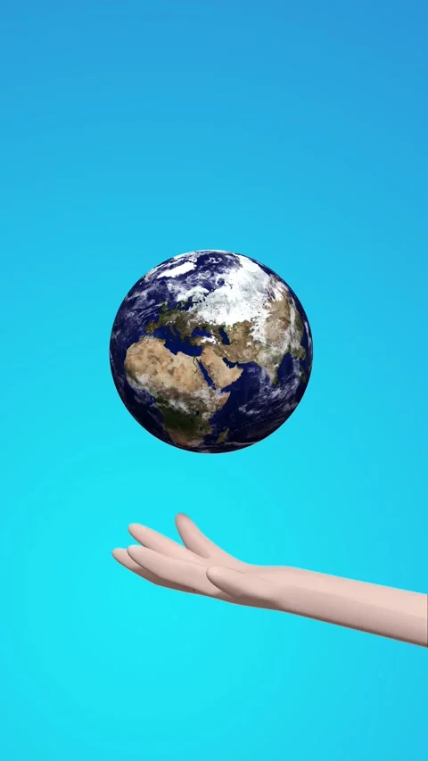 A hand throwing the earth in the air and then catching it indefinitely - lo.. Video stock 283255409
