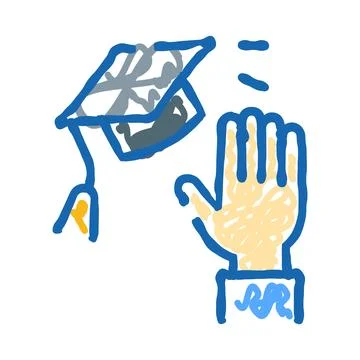 Hand throwing graduation cap celebrating academic success Stock Illustration