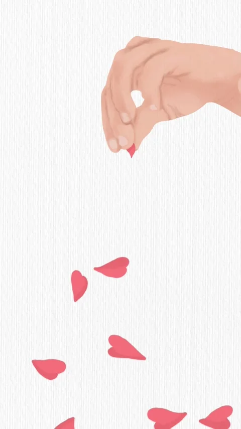 Hand Throwing Hearts Falling Like Petals Video stock 280711271