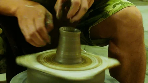 Hand-Throwing Pottery. Stock Footage 109092109
