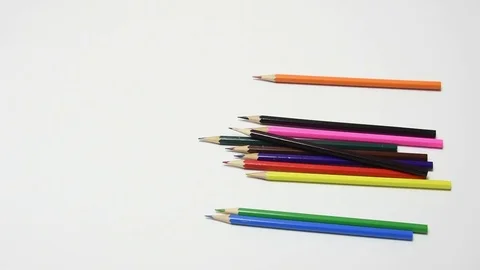 Hand thrown on Whatman set of colored pencils Stock Footage 71839490