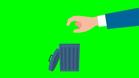 Hand throws dollar coin into trash can. Gold dollar coins fall into trash can Stock Footage 303155470