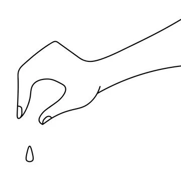 Hand throws a seed into the ground. Sketch. Grain for germination. Vector. Stock Illustration