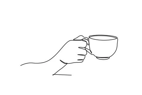 A hand thrusts out a cup of coffee Stock Illustration