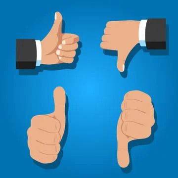 Hand with thumb up and down isolated. Vector illustration. Stock Illustration