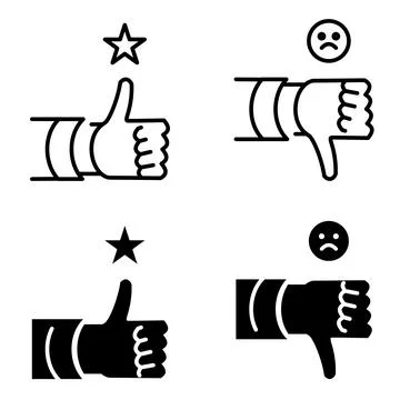 Hand thumb up and thumb down satisfaction icon set Stock Illustration