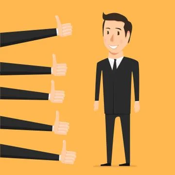 Hand with thumb up. Approval person 스톡 일러스트