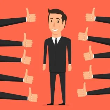 Hand with thumb up. Approval person 스톡 일러스트