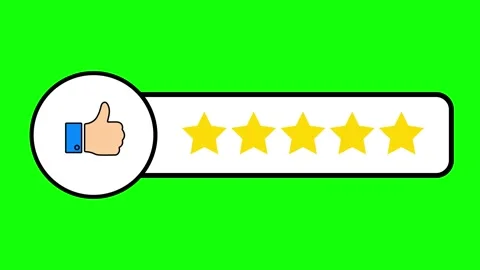 Like hand thumb five star animated icon symbol like 5 stars green screen 4k.. Stock Footage 328202440