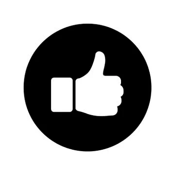 Hand thumb up icon on black circle Yes symbol Stock Illustration