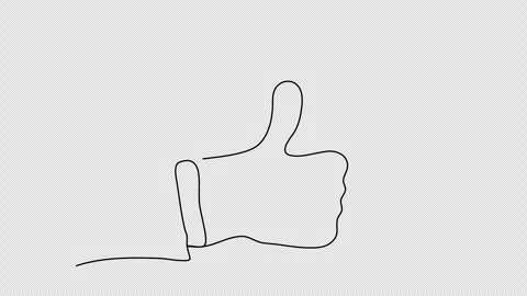 Like hand thumb, one line drawing animation. Video clip with alpha channel. Stock Footage 309698884