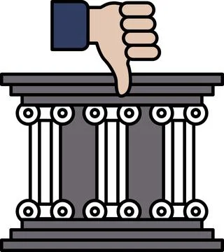 A hand with a thumbs down on a pillar Stock Illustration
