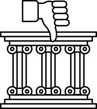 A hand with a thumbs down on a pillar Stock Illustration