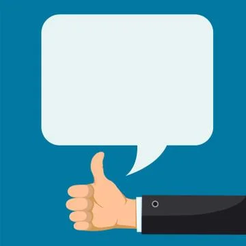 Hand with thumbs up feedback. Speech bubble with copy space Stock-Illustration