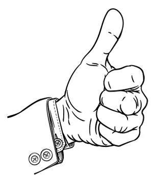 Hand Thumbs Up Gesture Thumb Out Fingers In Fist Ilustração Stock