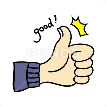 Hand thumbs up good feedback. Vector illustration cartoon icon: Graphic ...