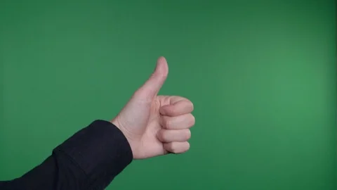 Hand Thumbs Up On Green Screen Chroma Key Stock Footage 102825675