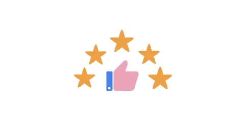 Hand thumbs up icon with five stars rating animation Stock Footage 337151142