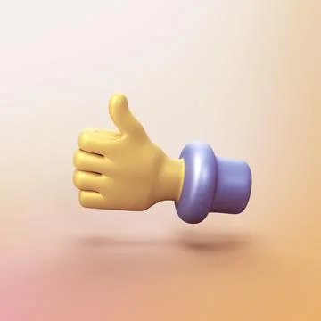 Hand like thumbs up - stylized 3d CGI icon object Stock Illustration