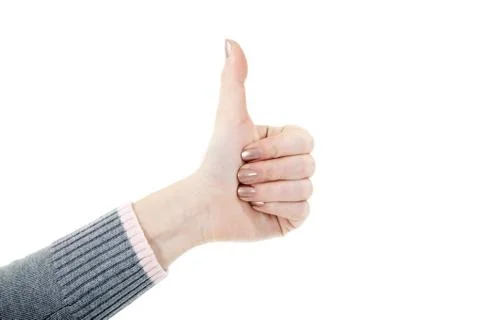 Hand with thump up Foto stock