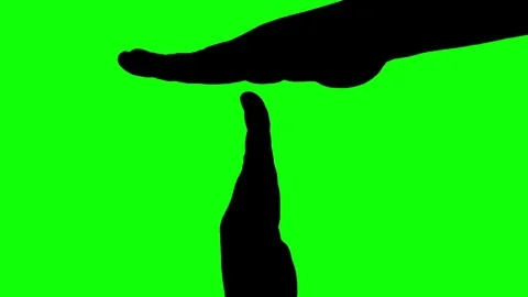 Hand time out silhouette gesturing close up isolated green screen Video stock 74173586