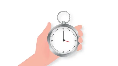 Hand with timer. Clock icon . Time management. Stopwatch icon, logo. Motion Stock Footage 156584021