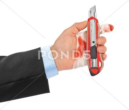 Hand with tool and bandage Stock Photos