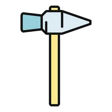 Hand tool construction hammer icon for work Stock Illustration