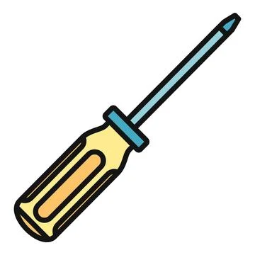 Hand tool flathead screwdriver working icon illustration Ilustración de archivo