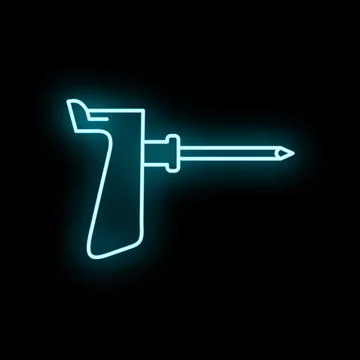 Hand tool glowing neon outline on black background Stock Illustration