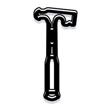 Hand tool hammer with thick outline icon design Stock Illustration