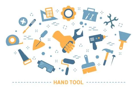 Hand tool set. Collection of equipment for repair Stockillustratie